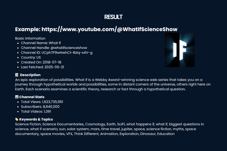 Youtube Get Channel Information